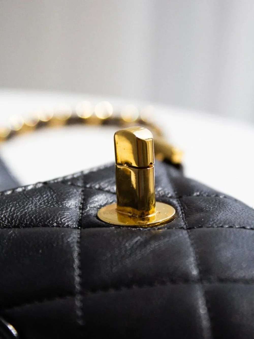 Chanel Vintage 1996 Black Lambskin Leather 24K Gold CC Turnlock 90s Phone Holder